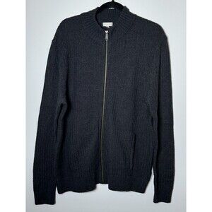 Garnet Hill Men Small Gray Recycled Wool Full Zip Sweater Jacket Coastal Classic